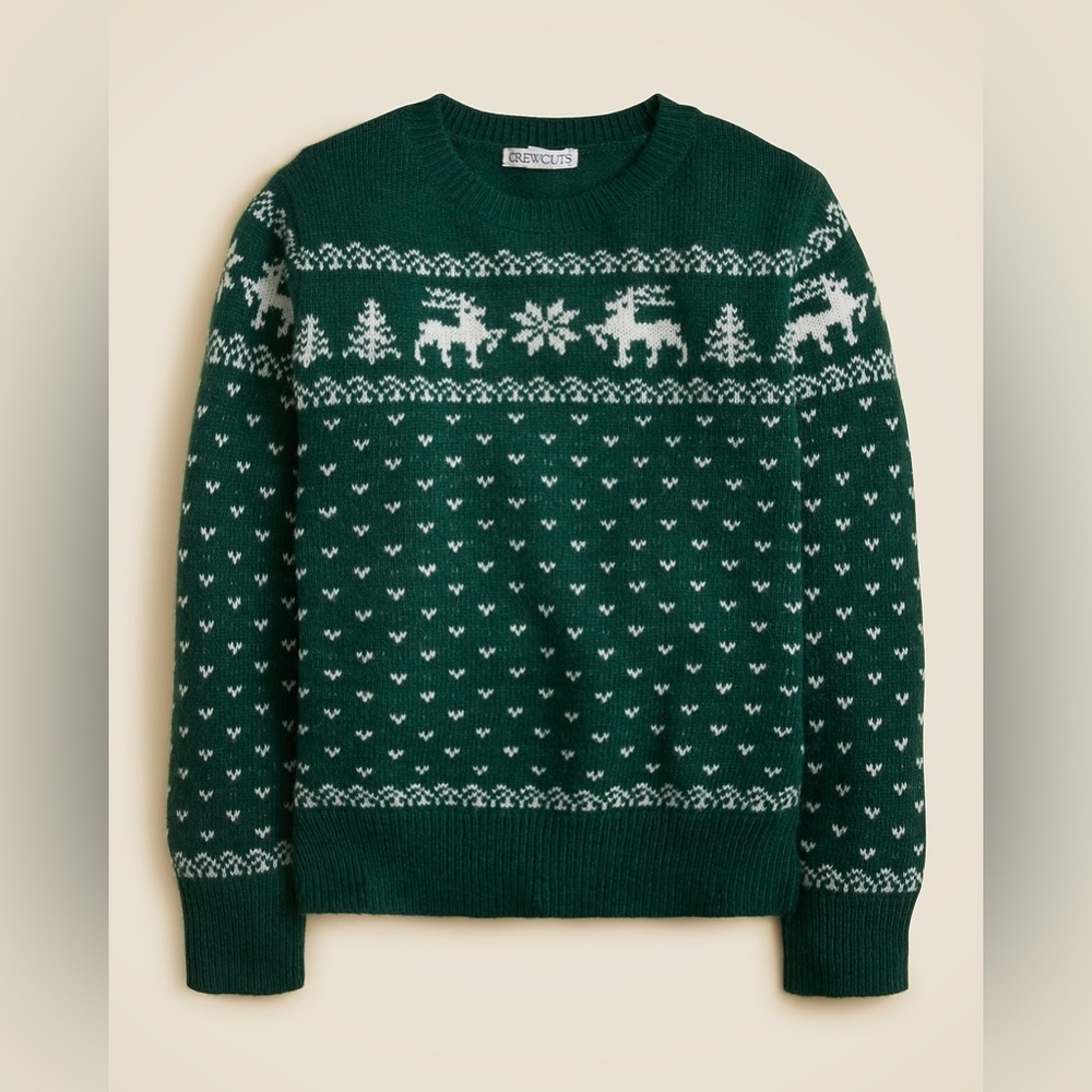J Crew Kids' reindeer Fair Isle sweater in wool blend CO778 - Picture 2 of 4